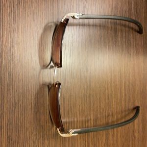 Cartier Blue African Wood Vintage Rimless Sunglasses